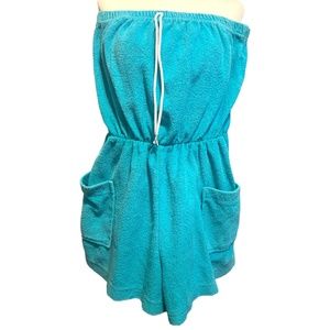 Vintage Terry cloth beach cover romper. Sz L
